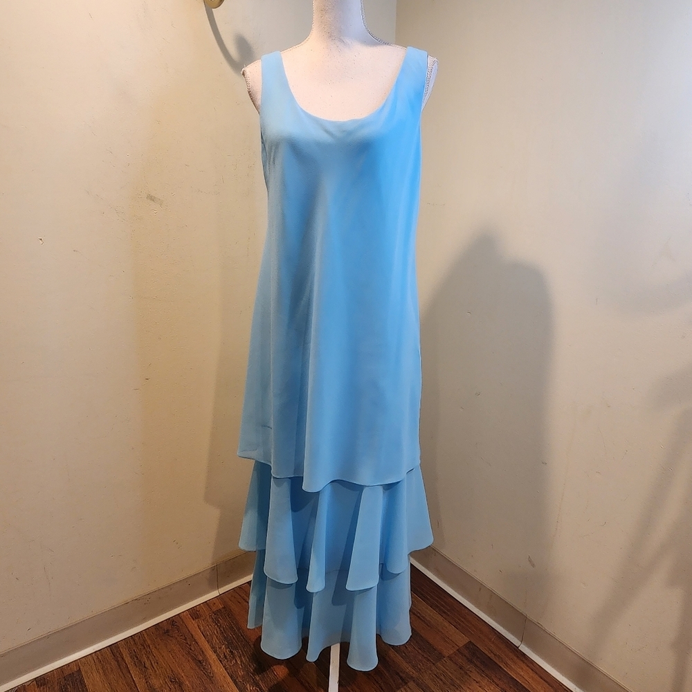 Light Blue Tiered Midi Dress - Women